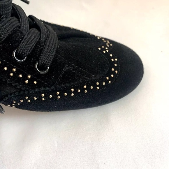 Louis Vuitton Black Suede Sneakers with Gold Studs - size 38.5  US 8.5 - Picture 4 of 6